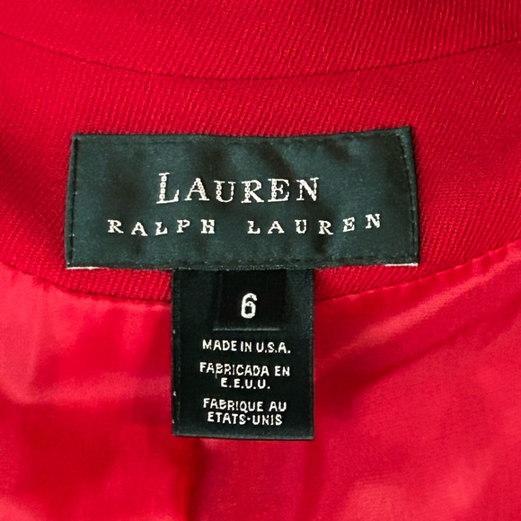Vintage Ralph Lauren Red Jacket Wool Small Long Logo Gold Buttons Crest 80s 90s - Picture 16 of 16